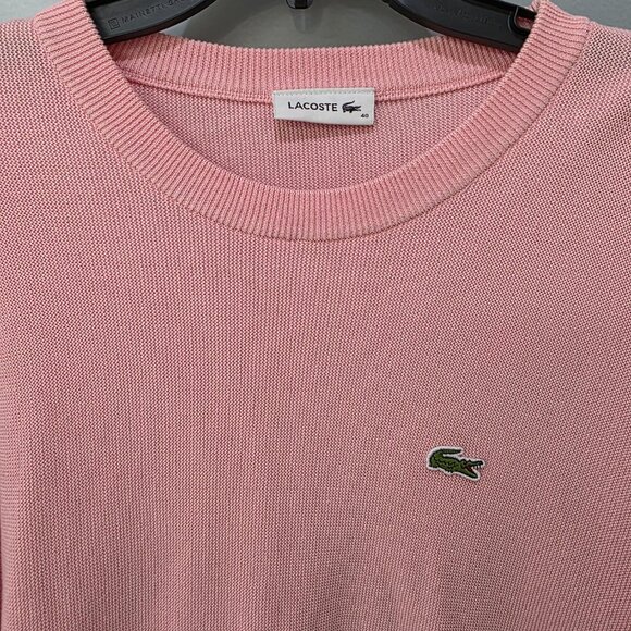 Lacoste Women’s Pink Cotton Crewneck Sweater – Size 40 – Classic Crocodile Logo - Picture 3 of 10
